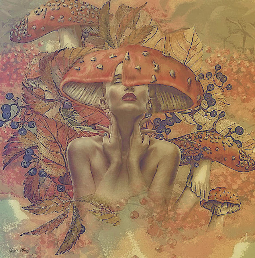 Nature Mixed Media - Sensual Mushrooms by Gayle Berry