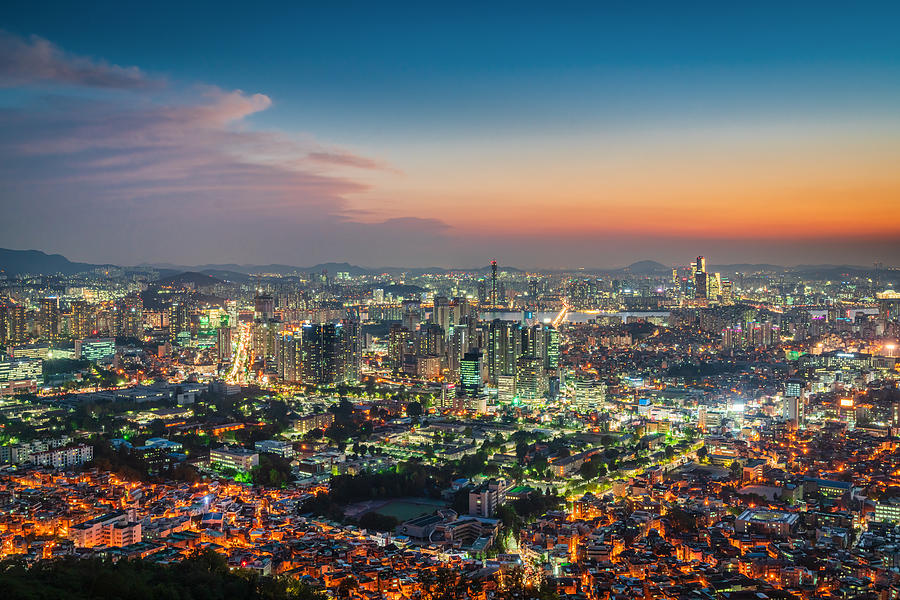 Seoul City South Korea Moody Sunset Twilight Photograph by Mlenny