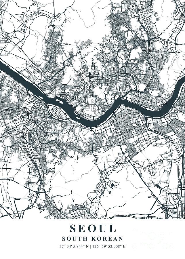 Seoul South Korean Dusk Plane Map Photograph By Tien Stencil Pixels 0029