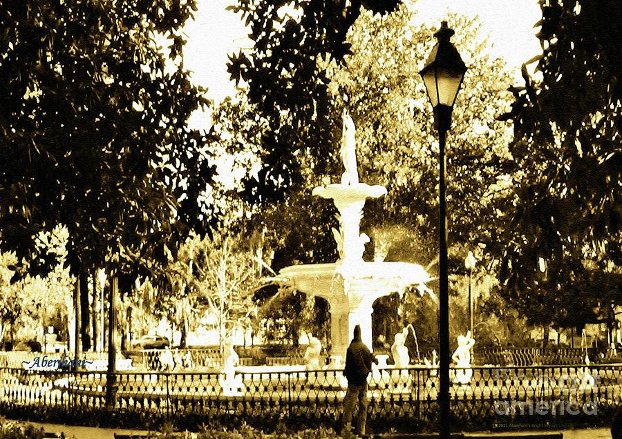 Sepia Afternoon Forsyth Park Fountain in Savannah Georgia USA  Photograph by Aberjhani