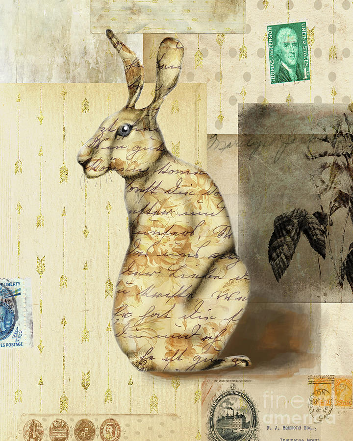 Sepia Bunny Digital Art by Elizabeth Gyles Johnson