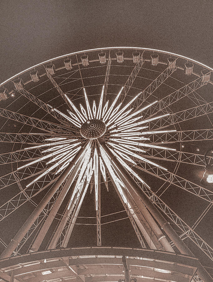 Sepia Ferris Wheel Digital Art by Matthew Bamberg