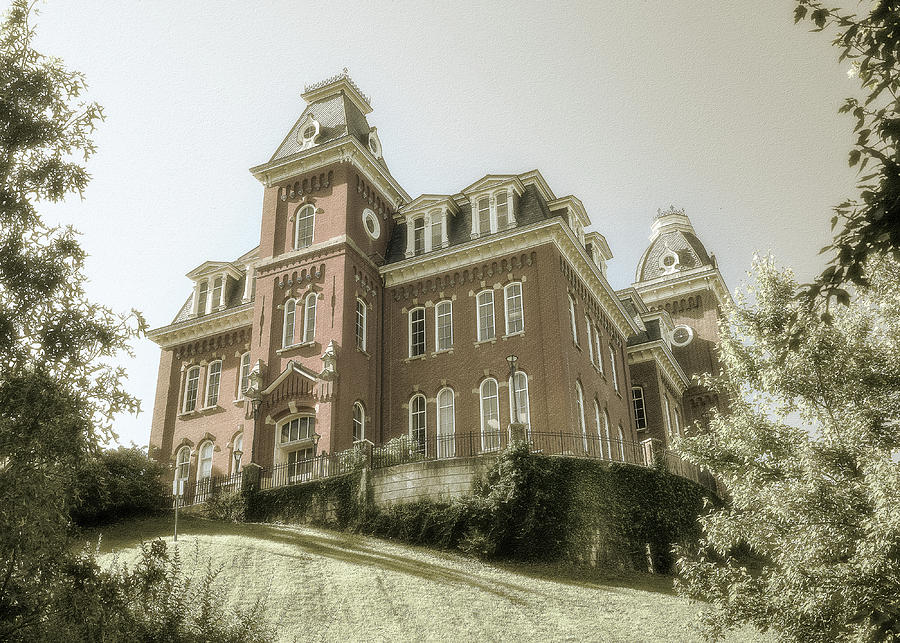 Sepia of Woodburn Hall at WVU in Morgantown Photograph by Steven Heap