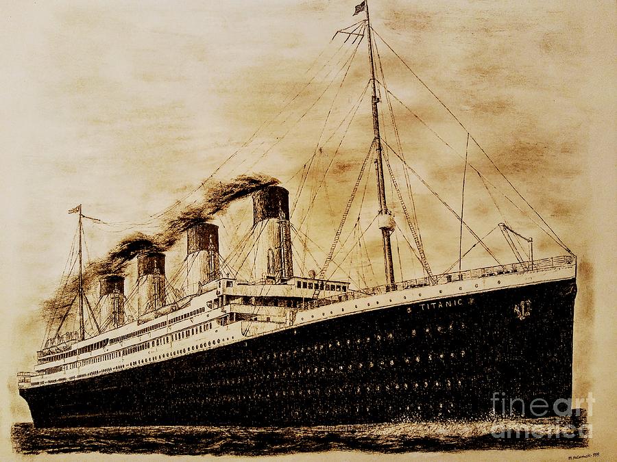 Sepia Titanic Drawing by Michael McCormack
