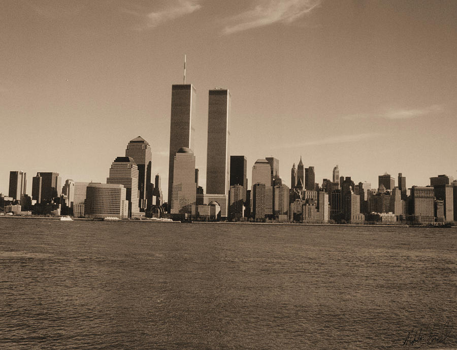 Sepia Tone NYC Landmark The Twin Towers Photograph by Nicholas Small