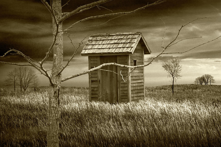 Sepia Tone of Rural Outhouse in the Countryside Photograph by Randall Nyhof