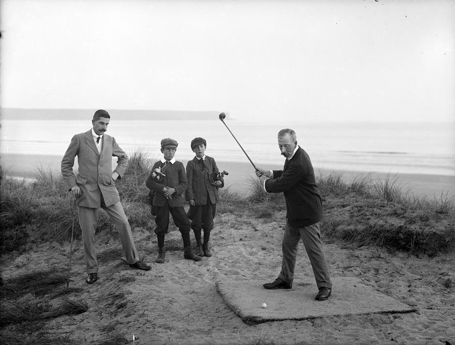 September 18 1907 These Gents Are Mr Clampett And Mr Downes With Their Juvenile Caddies At Tramore G Painting