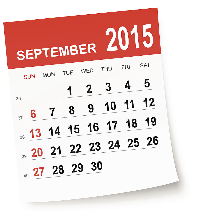 September 2015 calendar Drawing by Bgblue
