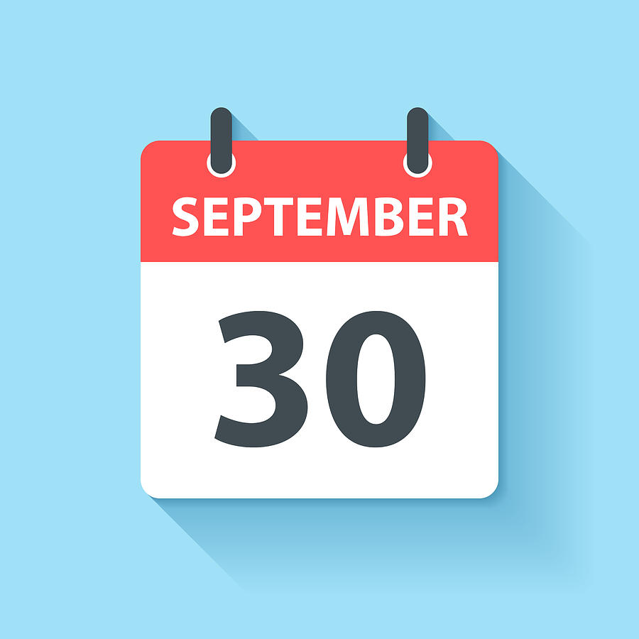 September 30 - Daily Calendar Icon in flat design style Drawing by Bgblue