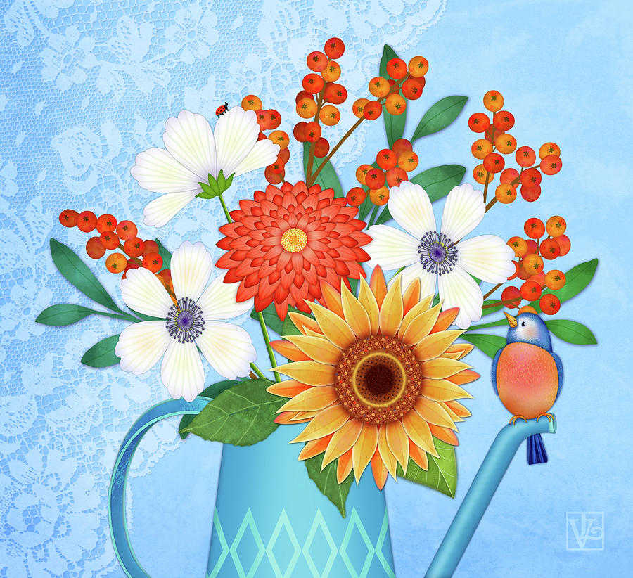 September Bouquet Digital Art by Valerie Drake Lesiak