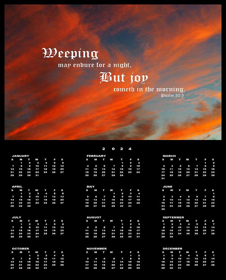 September Clouds with Psalm 30vs5 2024 Calendar Single Page Photograph by Mike McBrayer