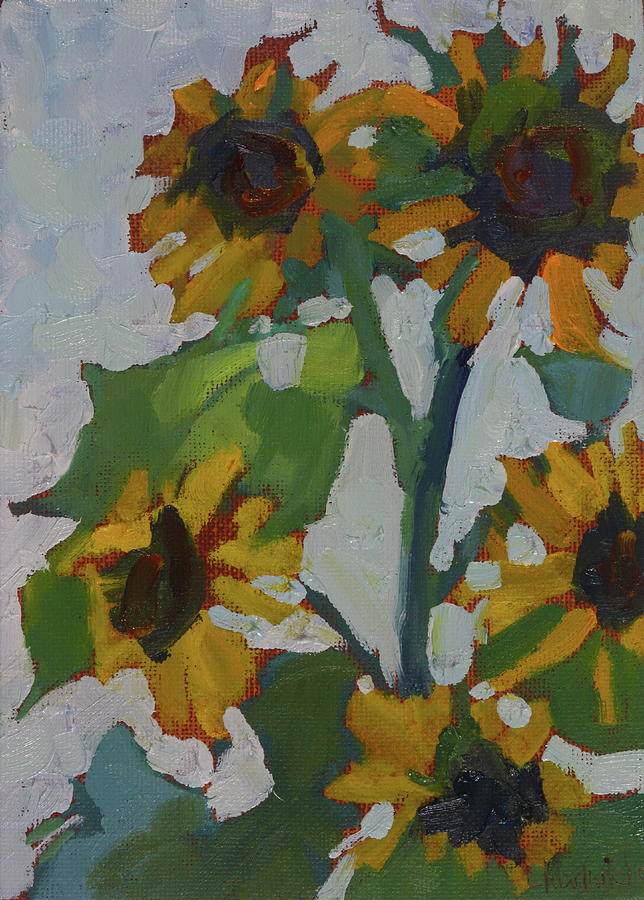September Morn Sunflowers Painting by Phil Chadwick