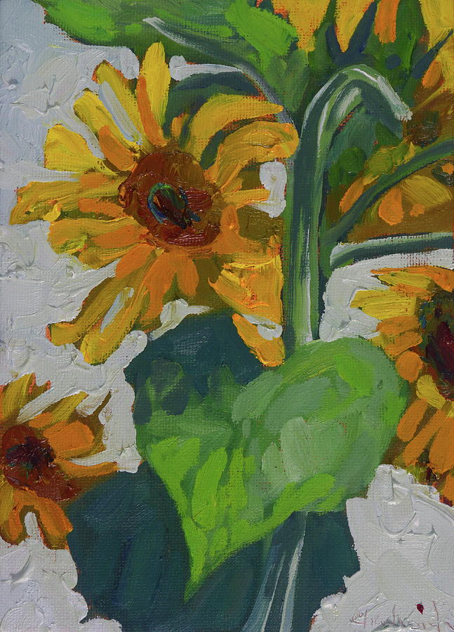 September Saturday Afternoon Sunflowers Painting by Phil Chadwick