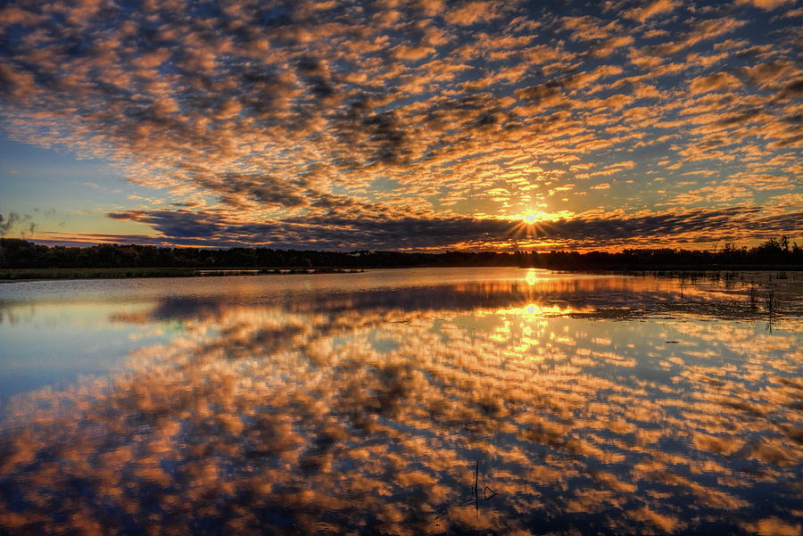 September Sunburst Over Lake Wausau Photograph by Dale Kauzlaric