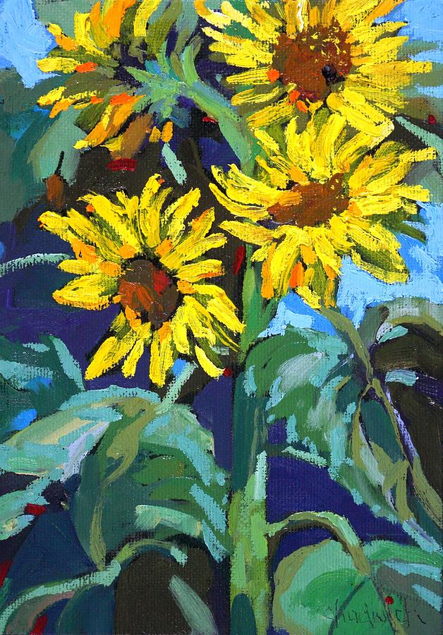 September Sunflower Painting by Phil Chadwick