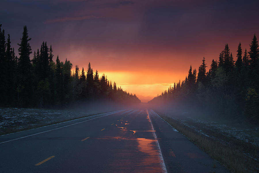 September Sunset - Alaska Highway Photograph by Cathy Mahnke