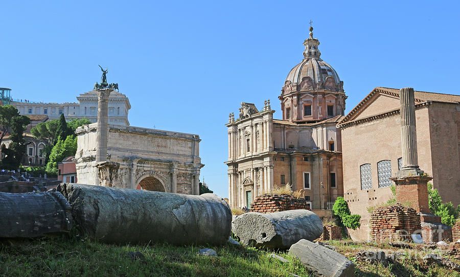 Septimius Severus Arch and Santi Luca e Martina  1828 Photograph by Jack Schultz