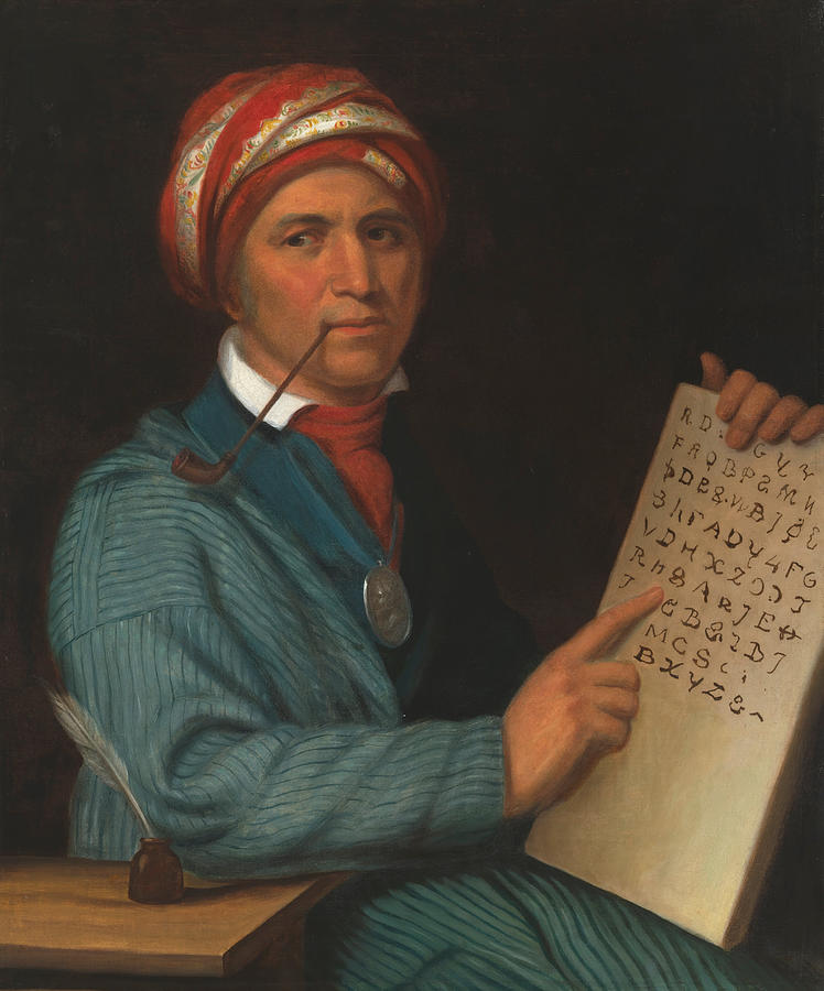 Sequoyah, circa 1830 Painting by Henry Inman