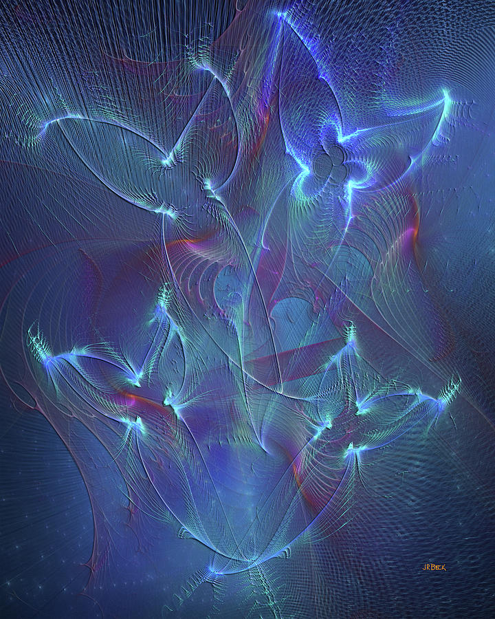 Abstract Digital Art - Seraphim Blue by Studio B Prints