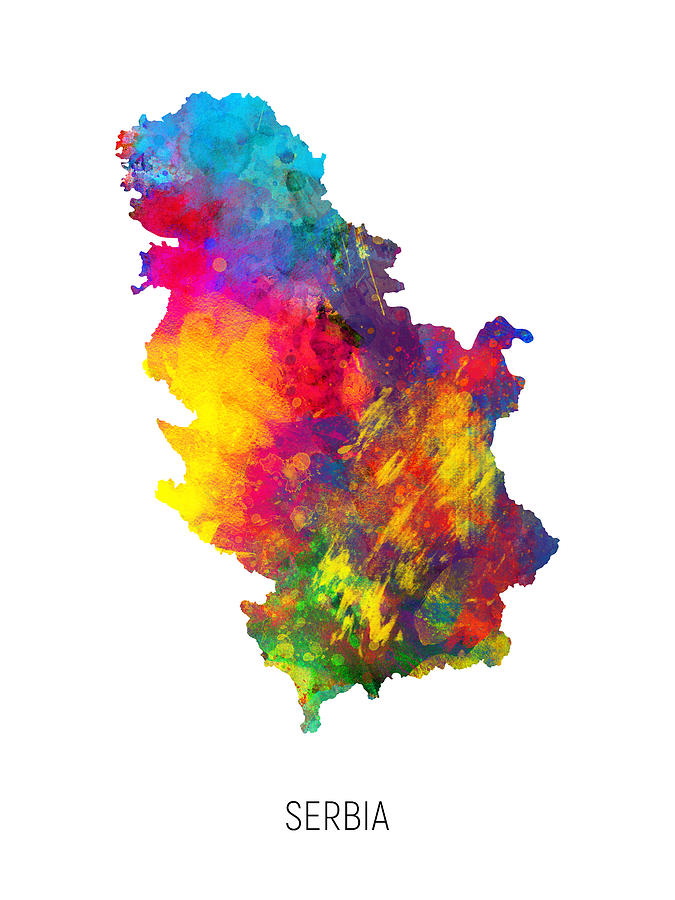 Serbia Watercolor Map Digital Art by Michael Tompsett