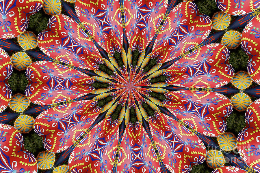 Serbian Decorated Easter Egg Hearts Abstract Mandala Kaleidoscope Photograph