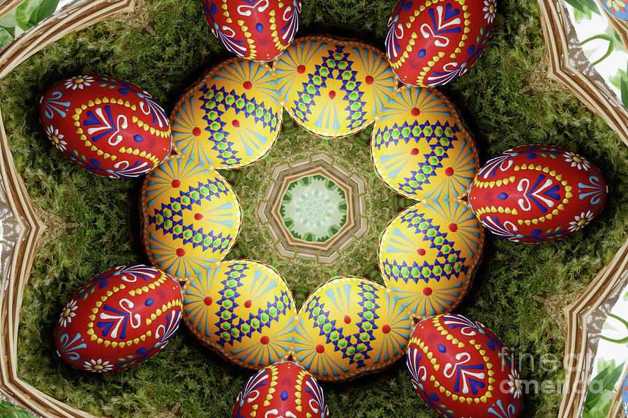 Serbian Decorated Easter Eggs And Hearts Abstract Mandala Kaleidoscope Photograph