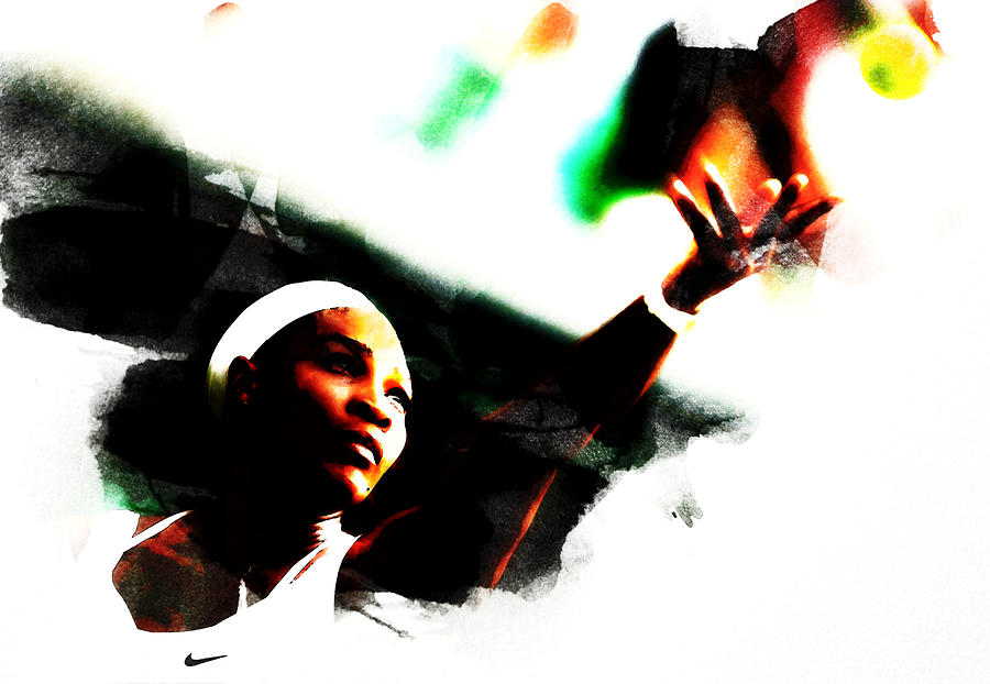 Serena Williams Focus and Passion Mixed Media by Brian Reaves