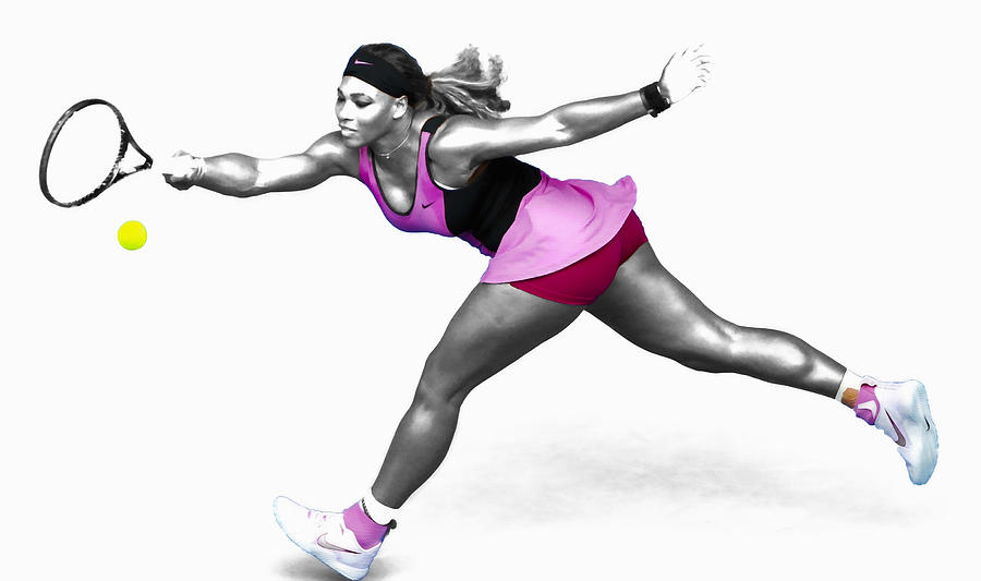 Serena Williams Getting At It Mixed Media by Brian Reaves