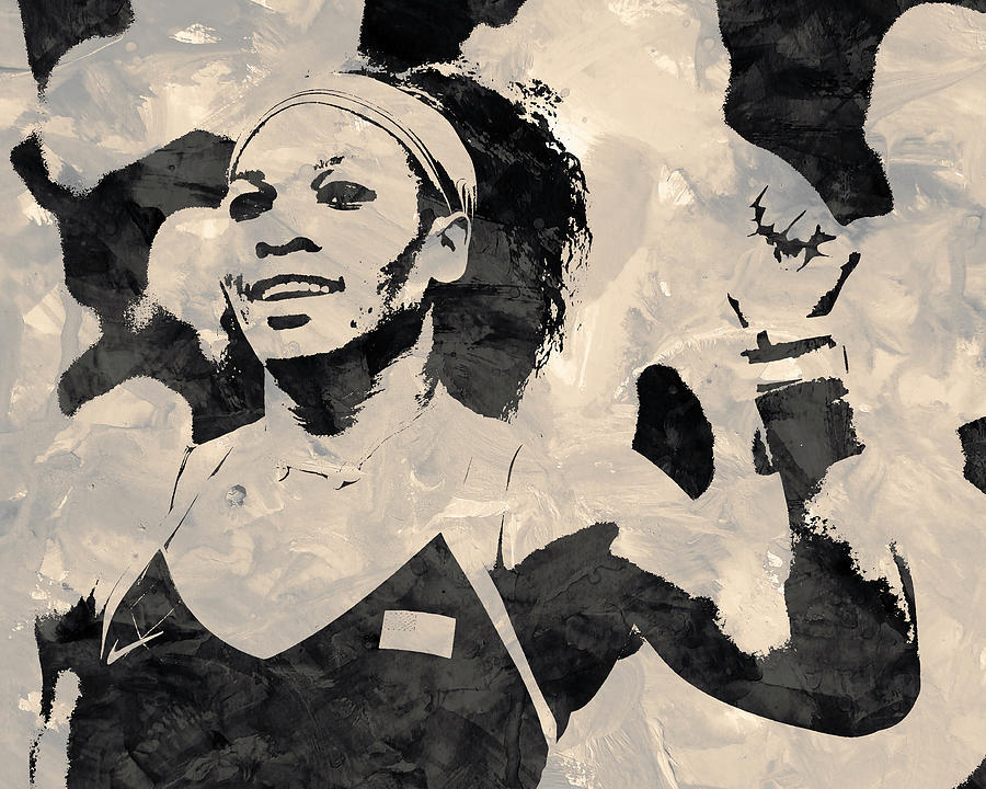 Serena Williams Paint Splatter 5f Mixed Media by Brian Reaves