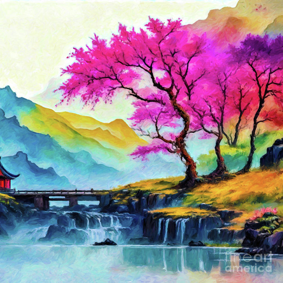 Serenade of the Waterfalls Painting by Digitly