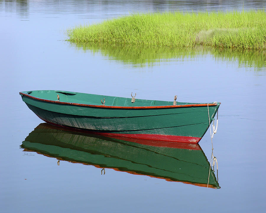 Landscape Photograph - Serene Green Boat by Betty Denise