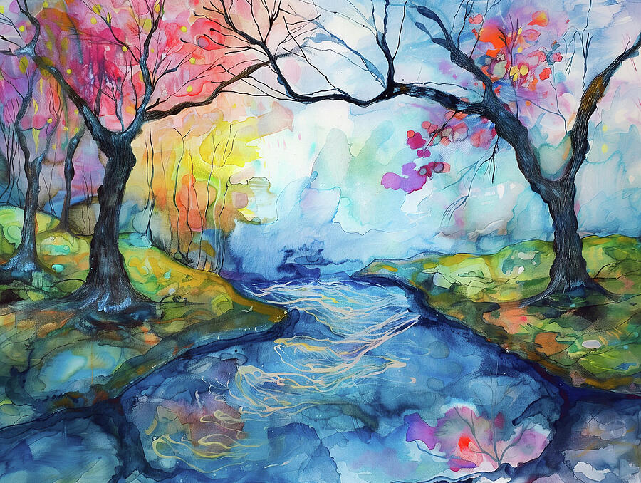 Tree Painting - Serene by Lisa S Baker