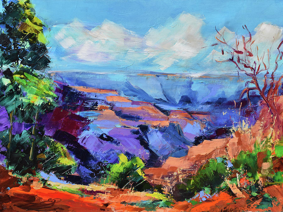Grand Canyon National Park Painting - Serene Morning by the Canyon - Arizona by Elise Palmigiani