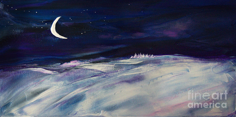 Serene Sky Snow Scene 8385 Painting by Priscilla Batzell Expressionist Art Studio Gallery