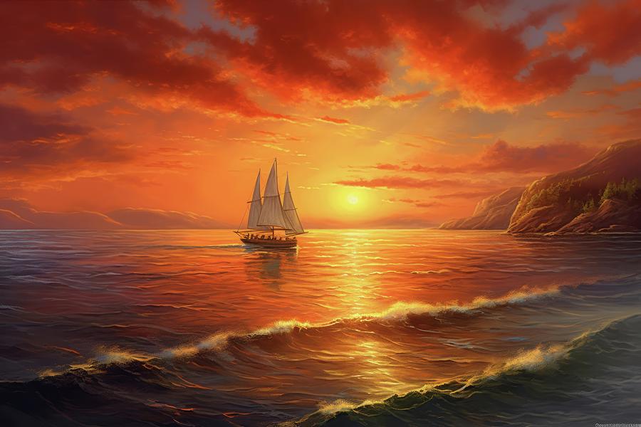 Serene Sunset Digital Art Digital Art by Scott Meyer