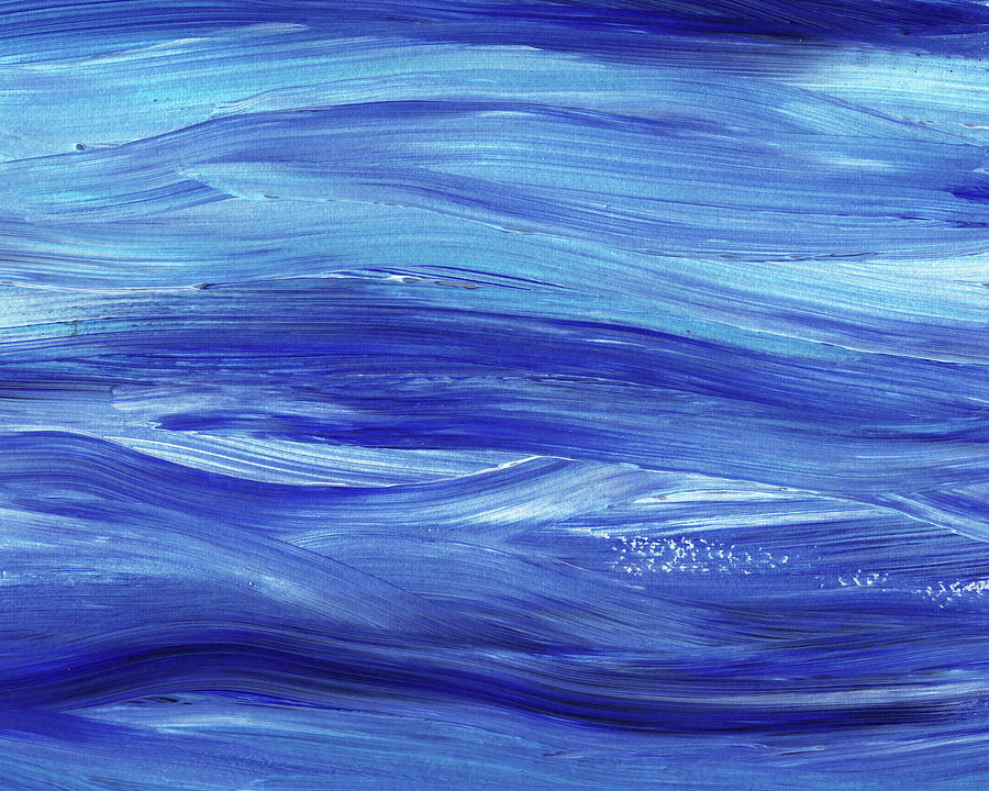 Serene Ultramarine Peaceful Ocean Blue Waves Painting