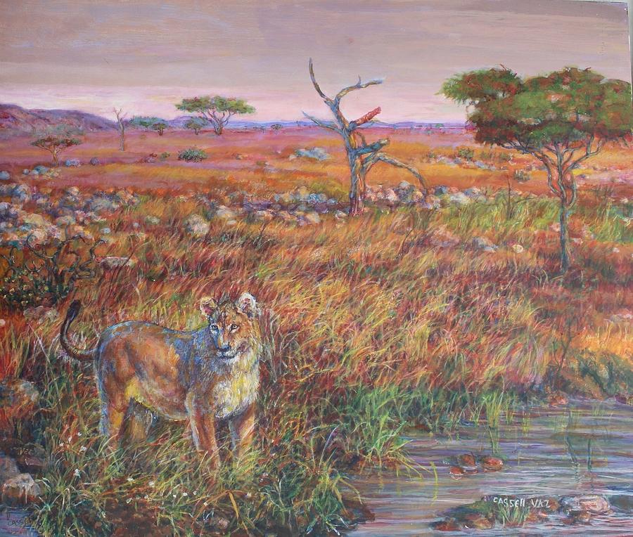Serengeti Lioness Painting by Veronica Cassell vaz