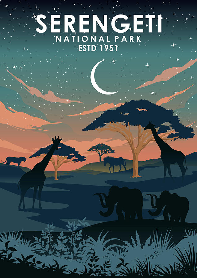 Serengeti National Park Travel Poster Digital Art by Jorn Van Hezik