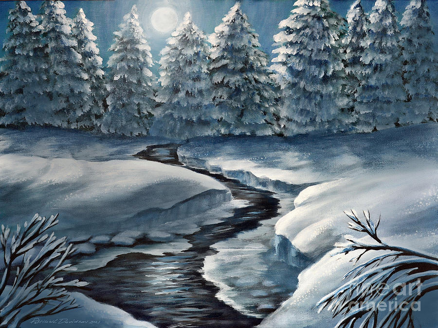 Serenity Blue Winter Solstice Painting by Pat Davidson