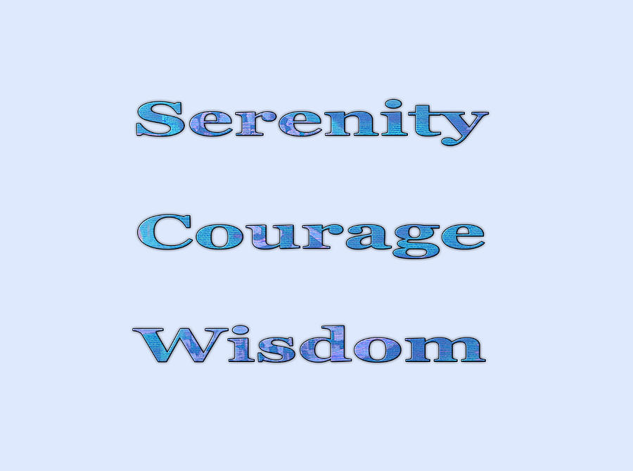 Serenity Courage Wisdom in Luminous Blue Digital Art by Corinne Carroll