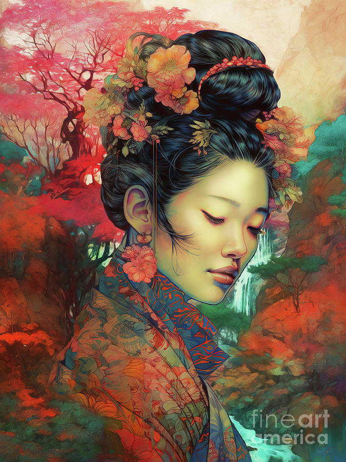 Serenity Geisha Art Digital Art by Shanina Conway