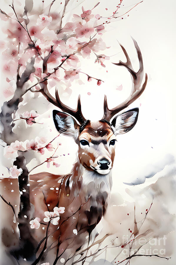 Deer Digital Art - Serenity of the deer by Sen Tinel