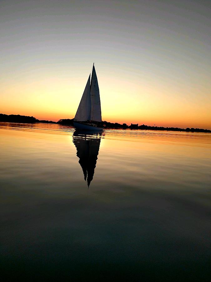 Sunset Photograph - Serenity Sunset Sail by Gretchan Pyne