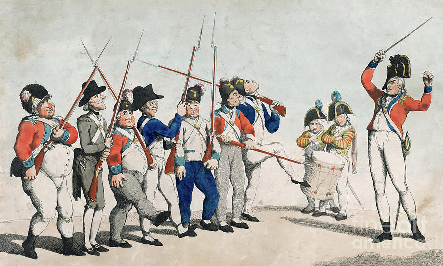 Sergeant and Soldiers, 1798 Drawing by Thomas Rowlandson