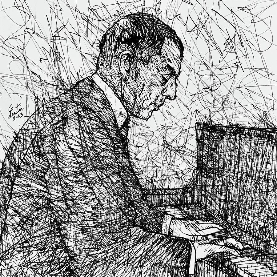 Sergei Rachmaninoff Drawing - SERGEI RACHMANINOFF ink portrait .1 by Fabrizio Cassetta
