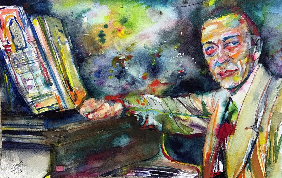 Sergei Rachmaninoff Painting - SERGEI RACHMANINOFF watercolor portrait .5 by Fabrizio Cassetta