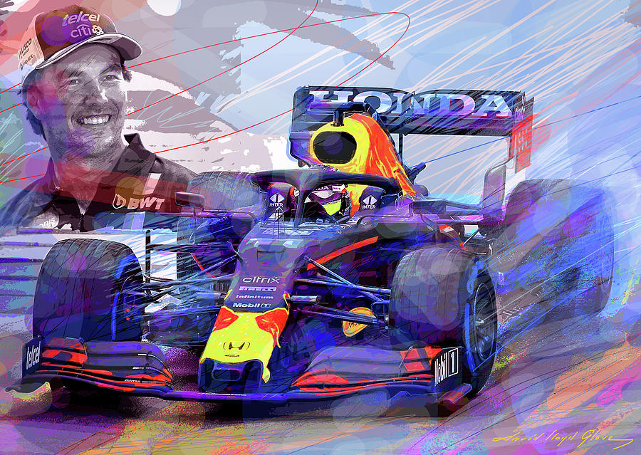 Sports Painting - Sergio Perez F1 - Red Bull Racing by David Lloyd Glover