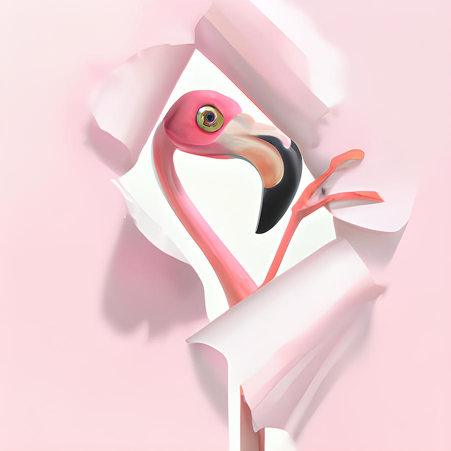 Serious Flamingo Digital Art by Amalia Suruceanu