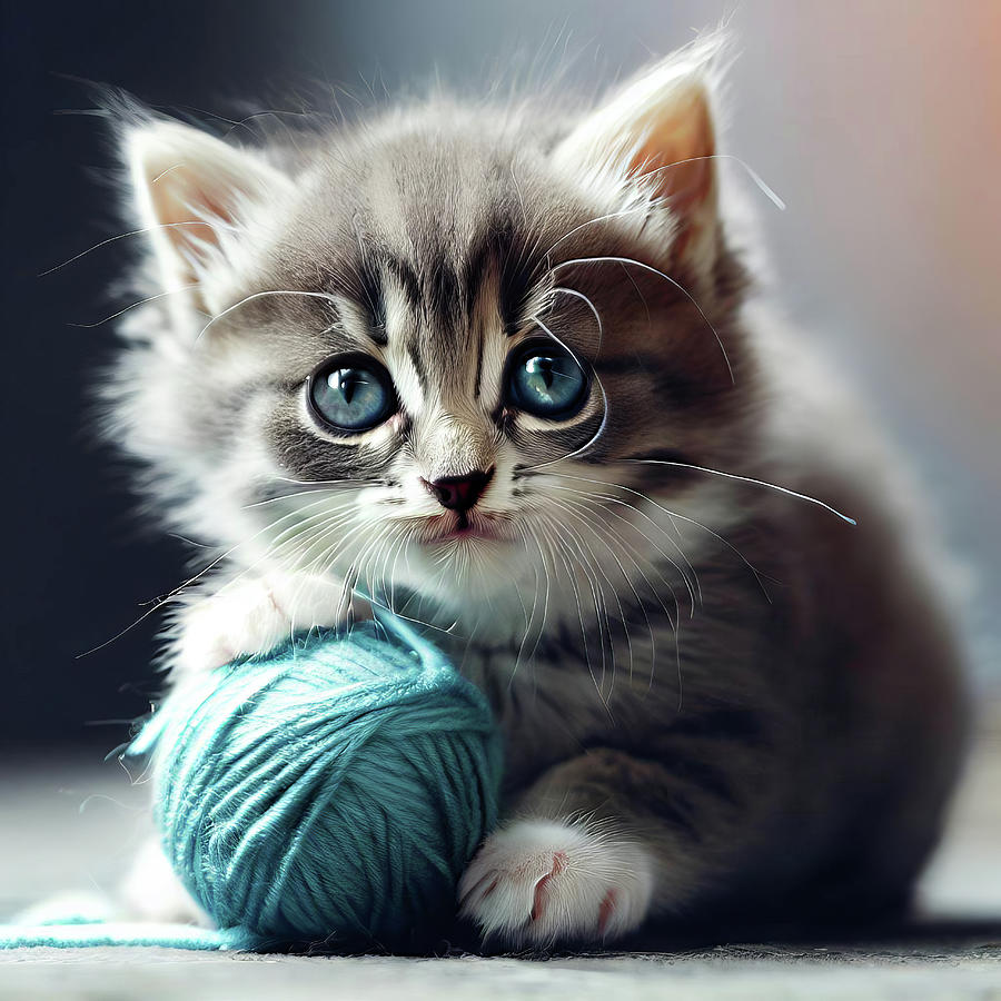 Serious Kitten Digital Art by Jill Nightingale