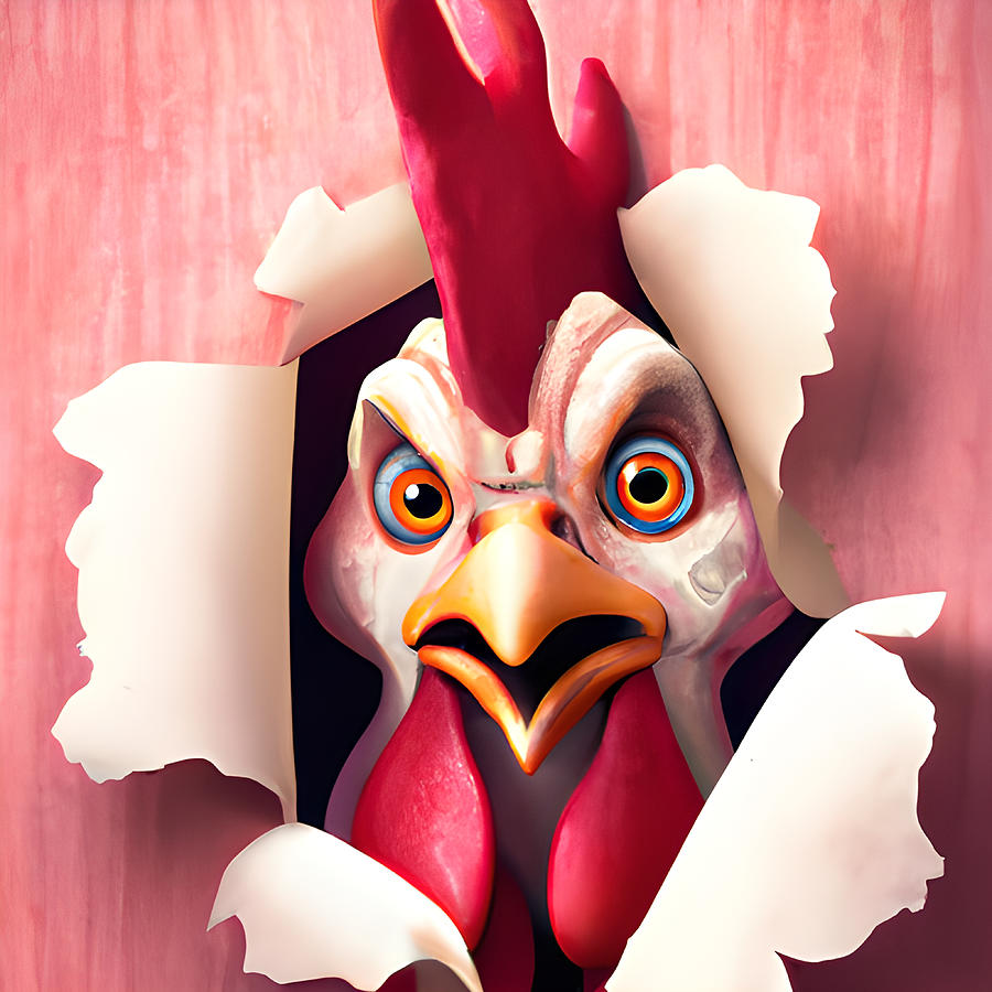 Serious Rooster Digital Art by Amalia Suruceanu